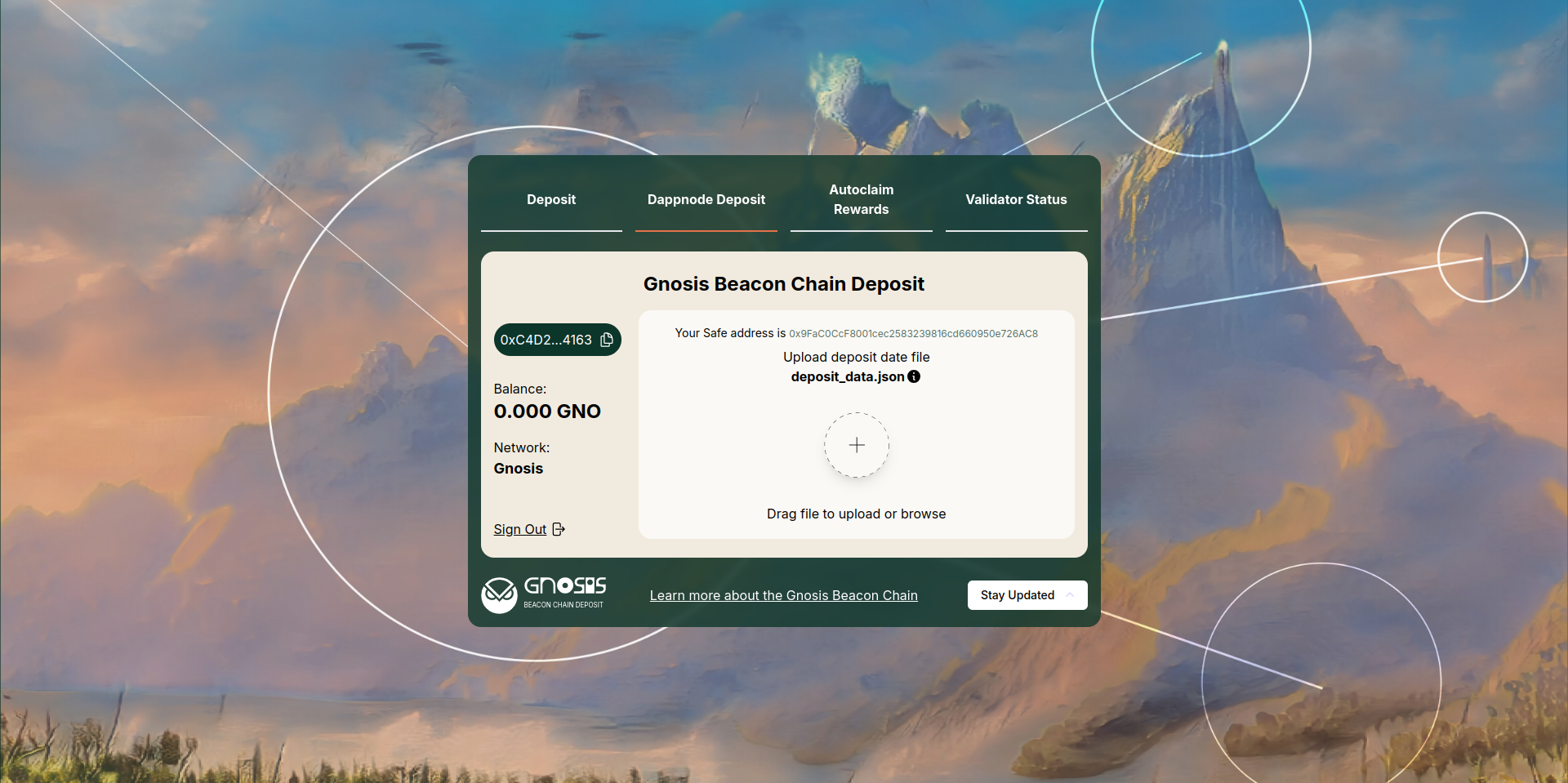 Gnosis Deposit UI - Upload Deposit